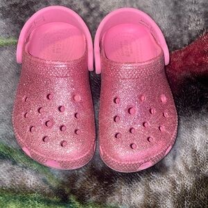 Kids sparkle pink CROCS size 8